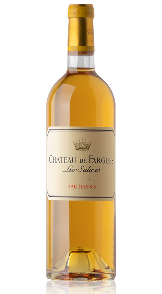 Sauternes sweet wine style bottle with label stating the 2002 vintage Château de Fargues by Château de Fargues, from Sauternes, France.