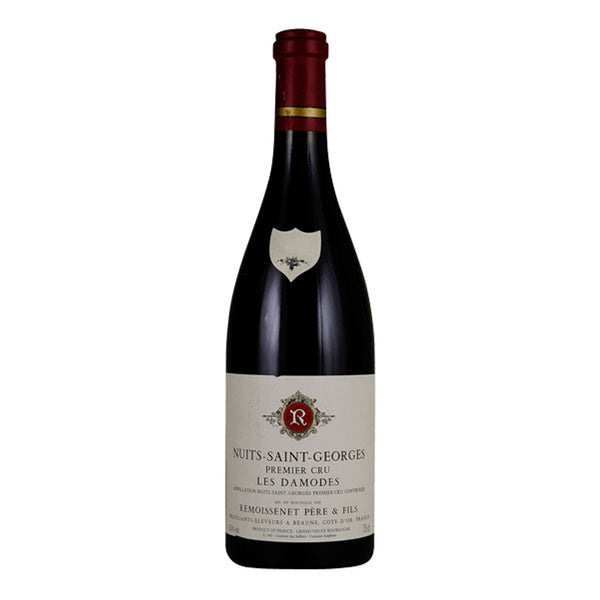 Burgundy red wine style bottle with label stating the 2016 vintage Nuits-Saint-Georges 1er Cru Les Damodes by Remoissenet Père & Fils, from Burgundy, France.