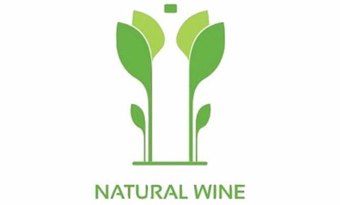 Natural wine green standing plant crop icon logo denoting wines are produced under natural production methods.